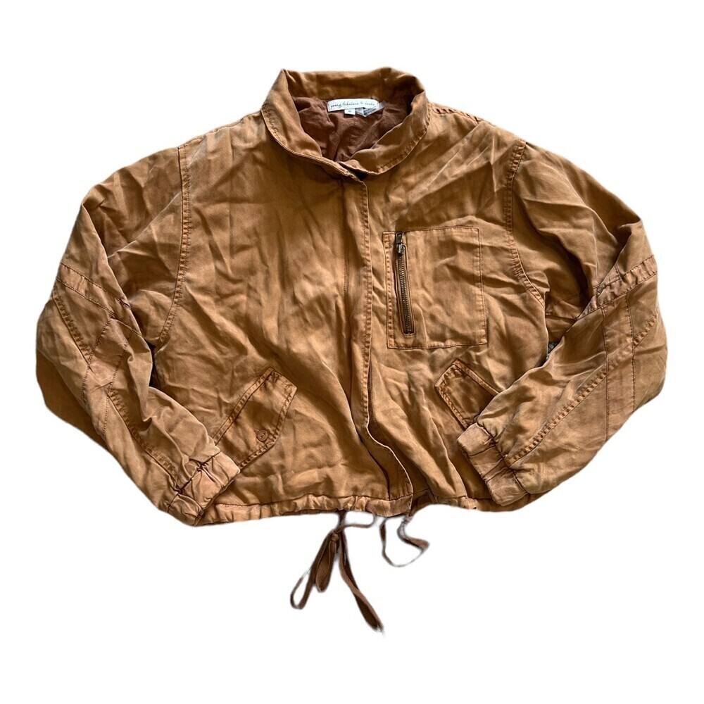 Young Fabulous & Broke Tan Tencel Clara Utility Bomber Jacket S